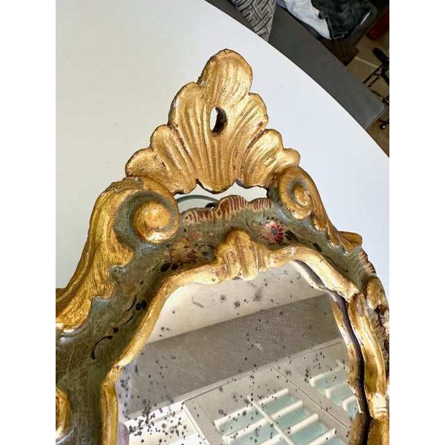 Pair Italian Venetian Painted Gilt Wood Wall Mirror, 1960s For Sale - Image 11 of 16