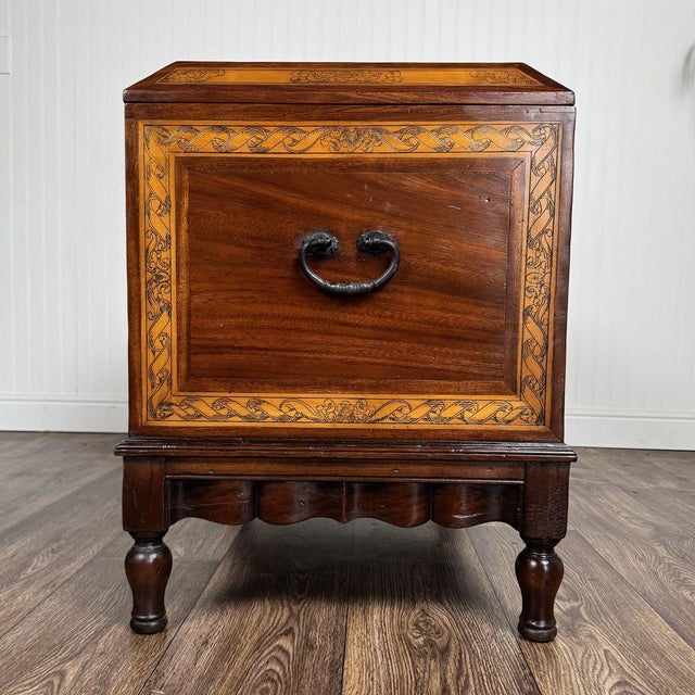Late 20th Century Alfonso Marina Spanish Colonial Marquetry Trunk For Sale - Image 13 of 18