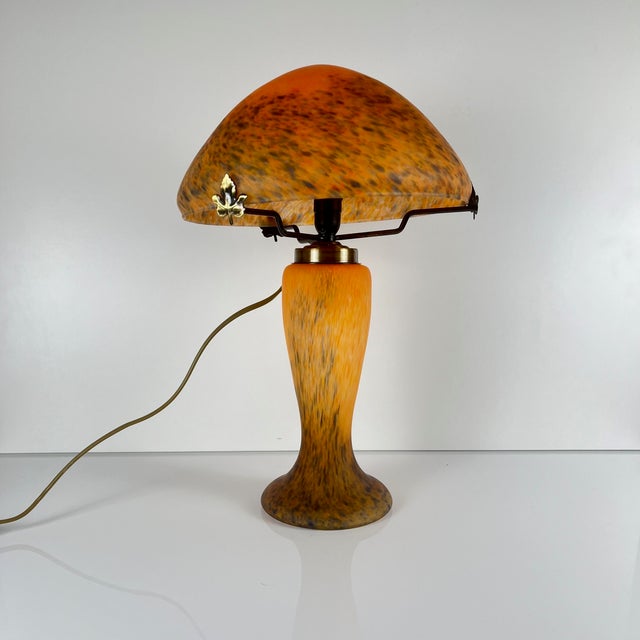 Mushroom Lamp in Speckled Orange Glass from Massive Lighting, Belgium, 1970s For Sale - Image 3 of 14