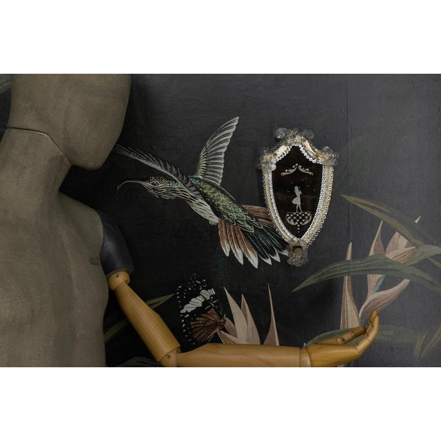 Italian Venetian Wall Mirror with Glass Frame and Candleholder, 1930s For Sale - Image 3 of 18