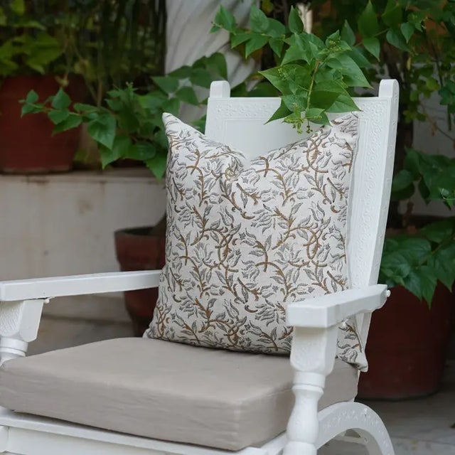 Art Deco Fabdivine Classic Print Water Replicant Cushion Cover 12x20 Inch Cotton Linen- Kamal Dutta For Sale - Image 3 of 6