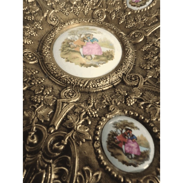 1950s Bronze Plate with Ceramic Cameos, 1950s For Sale - Image 5 of 8