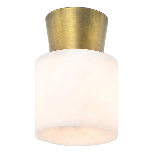 Regina Andrew Hazel Alabaster Flush Mount, Natural Brass For Sale
