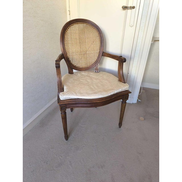 Brown Caned Medallion Armchair, 1950s For Sale - Image 8 of 8