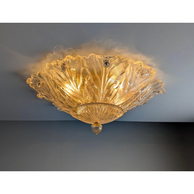 Foglia Doro Recessed Ceiling Lamp from Barovier & Toso, Italy, 1980s For Sale - Image 10 of 12
