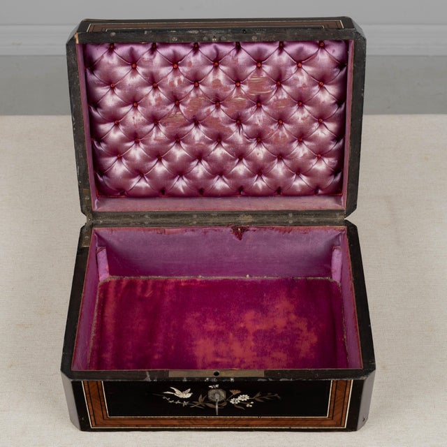 19th Century Napoleon III Marquetry Box, Mother of Pearl Inlay For Sale - Image 15 of 16