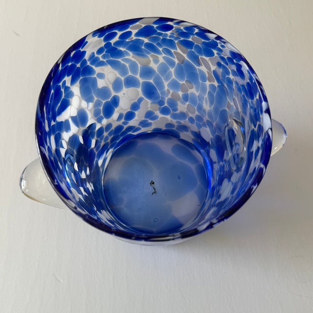 1980s Venini Murano Style Blown Glass Blue and White Ice Bucket For Sale - Image 6 of 8