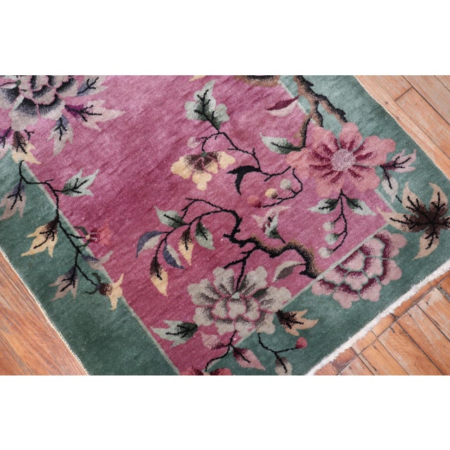 Chinoiserie Zabihi Collection Chinese Art Deco Small Rug - 3' x 4'9" For Sale - Image 3 of 8