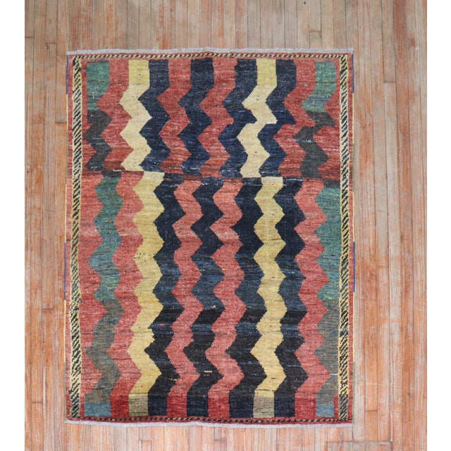 Red 20th Century Zig Zag Persian Gabbeh Rug For Sale - Image 8 of 9