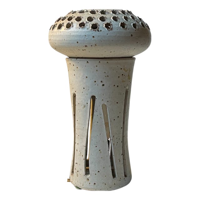 Brutalist Danish Glazed Stoneware Table Lamp by Henning Rasmussen, 1970s For Sale