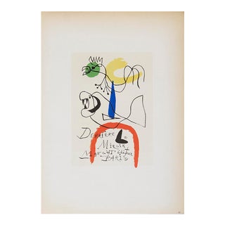 Joan Miro Derriere Le Miroir Maeght Editeur 12.5" X 9.25" Lithograph 1959 Surrealism Multicolor, White For Sale