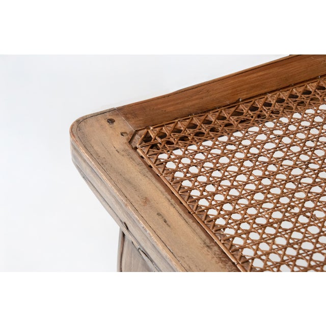 English Anglo-Indian Teak and Caned Bench For Sale - Image 3 of 3