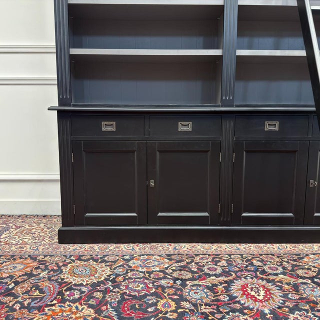 Large English Black Bookcase For Sale - Image 13 of 17