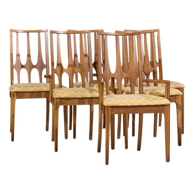 Broyhill Brasilia Mid Century Walnut Dining Chairs - Set of 6 For Sale