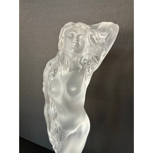Transparent This Is a Lalique "Oceanide" Crystal Sculpture, Featuring a Nude Figure Rendered in Both Clear and Frosted Glass For Sale - Image 8 of 8