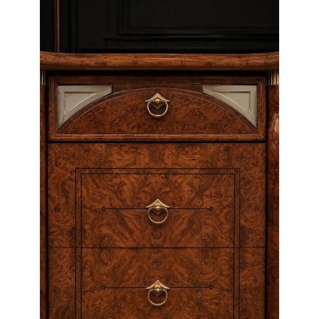 Italian Burr Walnut Bedside Cabinets by Fulgini Orilio, 1980s, Set of 2 For Sale - Image 6 of 10