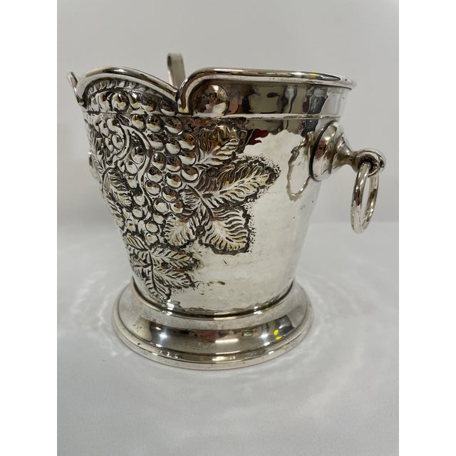 1970s 1970s Italian Silverplated Grape Motif Ice Bucket With Drain and Tongs For Sale - Image 5 of 18