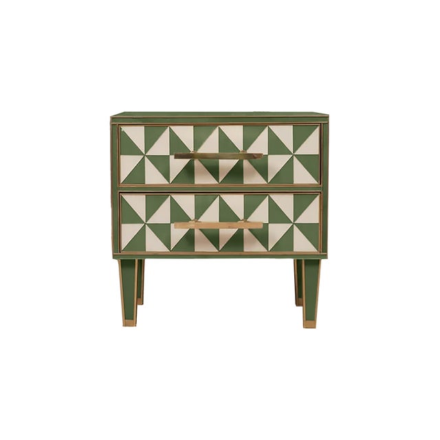 Not Yet Made - Made To Order Wooden Bedside Tables with Green Optical Murano Glass from Justfurnituress SRL, Set of 2 For Sale - Image 5 of 6