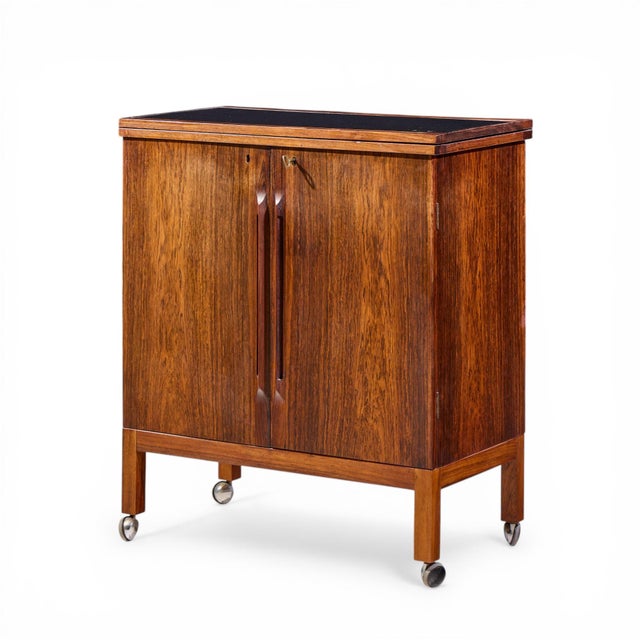 Mid-Century Modern Torbjørn Afdal for Bruksbo Mid Century Danish Rosewood Expanding Bar Cart For Sale - Image 3 of 10