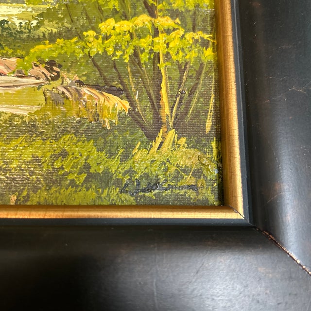 1970s 1970’s Original Impressionist Green Forest Landscape Painting For Sale - Image 5 of 6