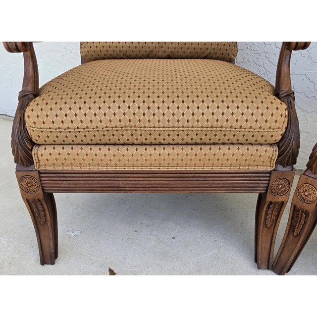 Ethan Allen Regency Style Bergere Lounge Armchairs Pair For Sale - Image 13 of 18