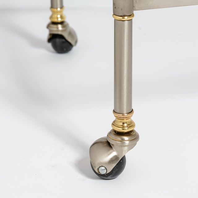 French Hollywood Regency Style Mixed-Metal Rolling Drinks Trolley, Circa 1970) For Sale - Image 9 of 10