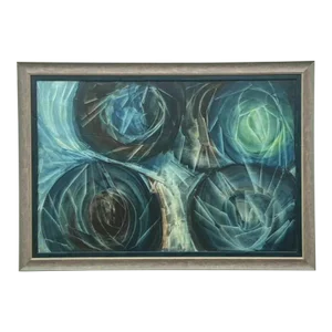 Vintage Boho Monumental Abstract Oil Painting on Canvas