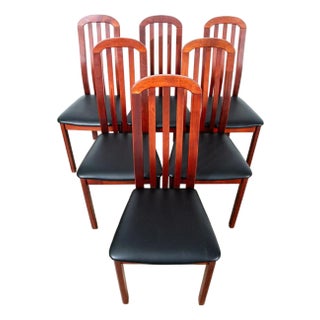 Mid Century Danish Modern Dining Chairs Set 6 Beech Black High Back Denmark MCM For Sale