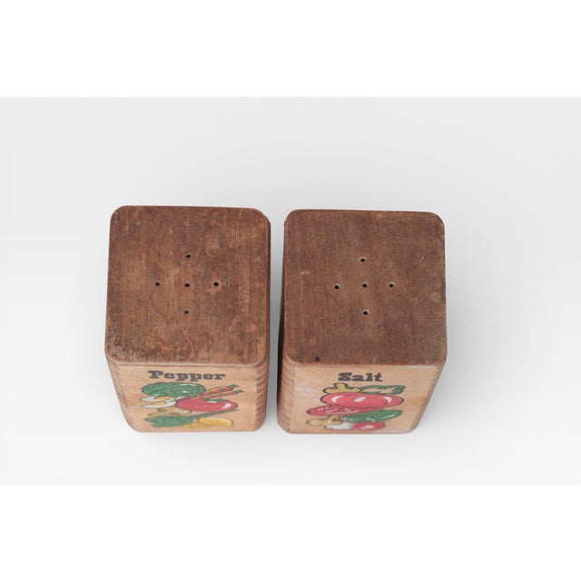 Mid 19th Century Wooden Salt & Pepper Shakers With Painted Vegetable Motifs For Sale - Image 4 of 10