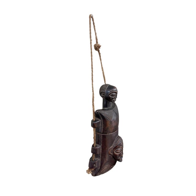 African Vintage Tribal African Luba Congolese Female Sculpture Carved Box 21.5" H For Sale - Image 3 of 7