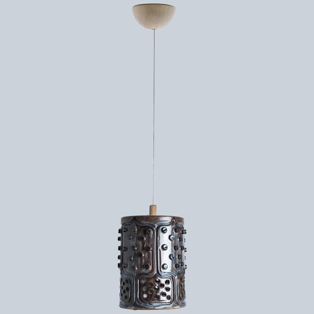 Danush Cylinder Brown Ceramic Pendant, 1970 For Sale - Image 13 of 16