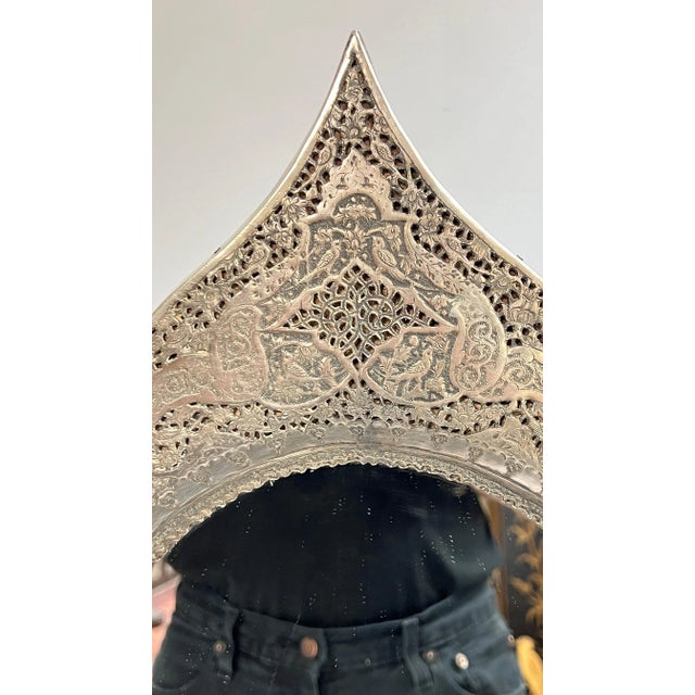 Antique Persian Silver Tabletop Vanity MIrror For Sale In New York - Image 6 of 11