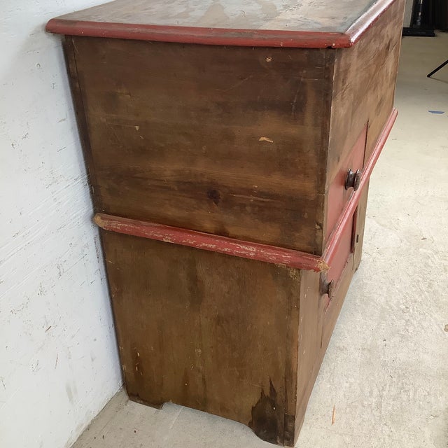 Antique American Primitive Painted Pine Farmhouse Cabinet For Sale - Image 4 of 12