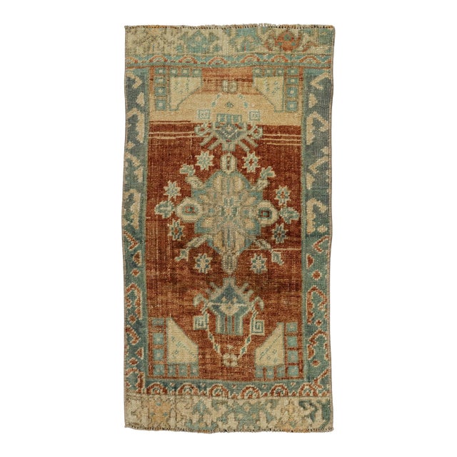 Turkish Mini Rug Oriental Hand Knotted Vintage Rug 1'6" x 2'10" #21143 For Sale