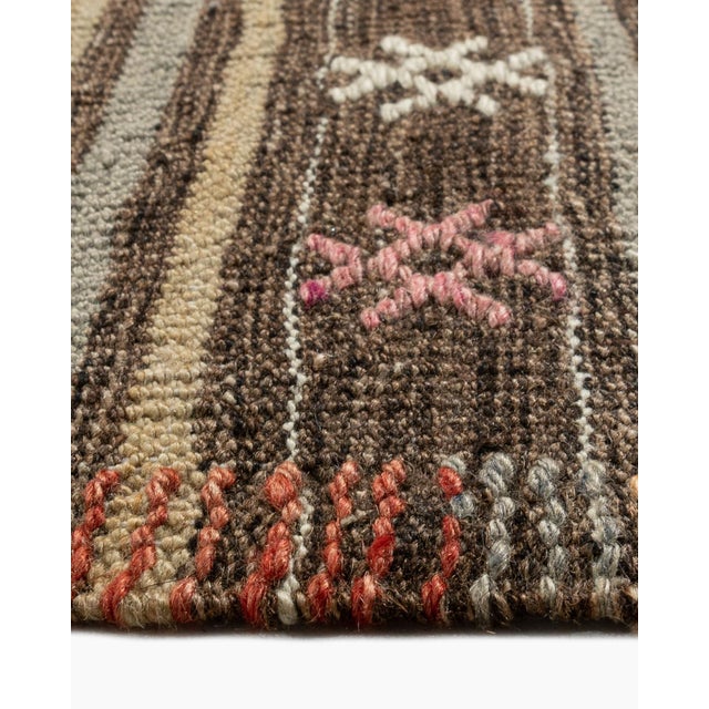 Tan Vintage Turkish Jajim Flatweave Area Rug 5'2 X 9'7 For Sale - Image 8 of 10