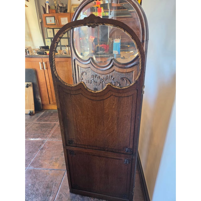 Art Nouveau Three-Panel Hand Carved Oak Screen Military or Musical Dressing Screen For Sale - Image 11 of 13
