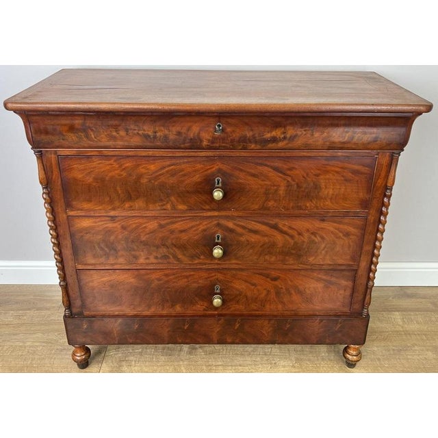 Antique French Burr Walnut Chest of Drawers with Four Drawers For Sale - Image 15 of 15