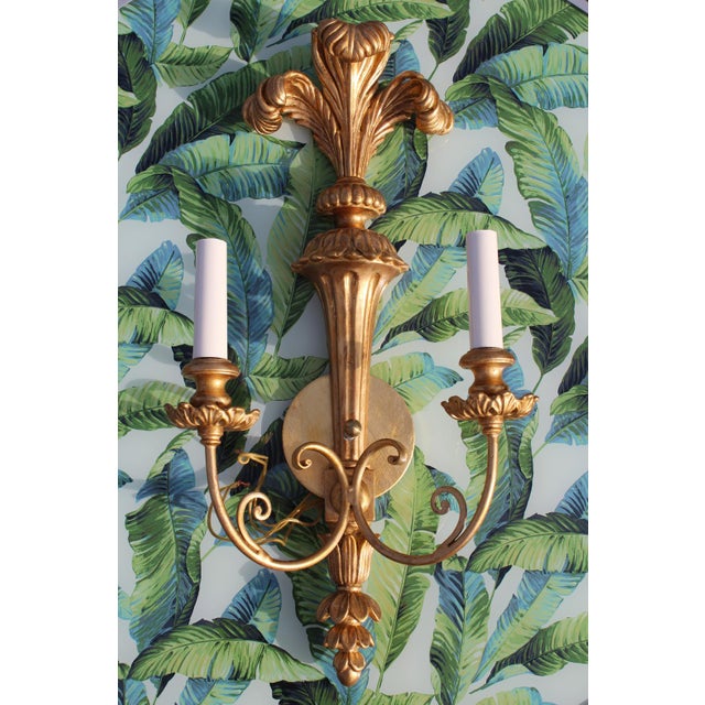 Italian Giltwood Prince of Wales Sconces—A Pair For Sale - Image 6 of 18