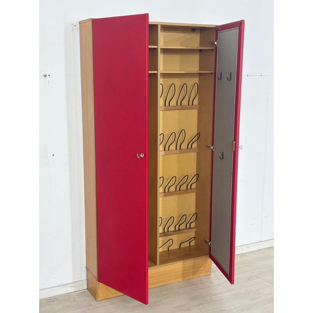 Mid-Century Red Shoe Cabinet For Sale - Image 5 of 11