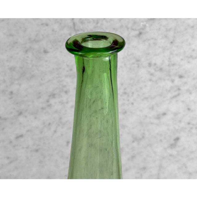 Mid 20th Century Mid 20th Century 24″ Italian Empoli Green Optic Art Glass Genie Bottle For Sale - Image 5 of 8