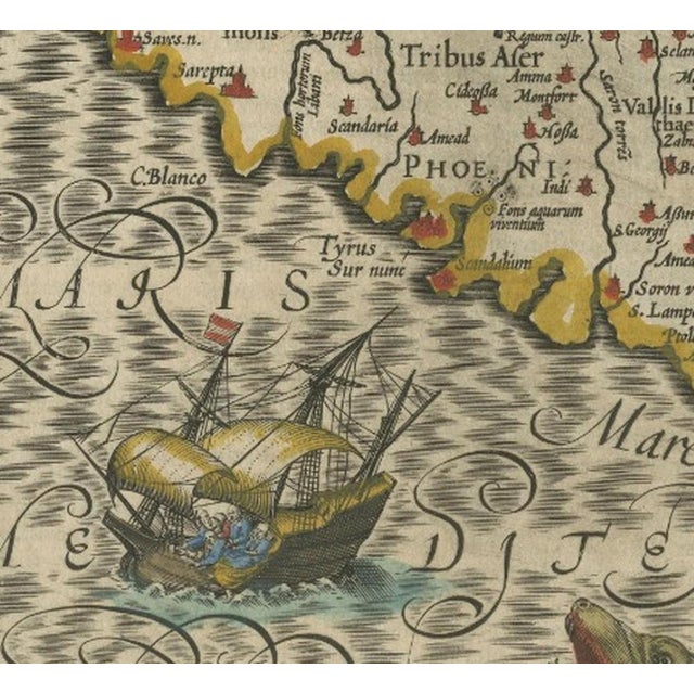 Gold Holy Land Map of Terra Sancta Palestina, 1620 For Sale - Image 8 of 10