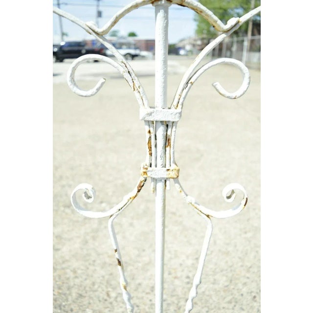 Early 20th Century Antique French Art Deco Art Nouveau White Painted Wrought Iron Birdcage Stand For Sale - Image 5 of 8