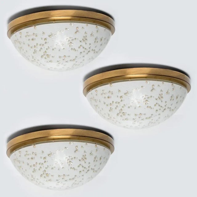 Metal Vintage German Speckled Milk Glass Flush Mount from Peill & Putzler, 1970s For Sale - Image 7 of 12