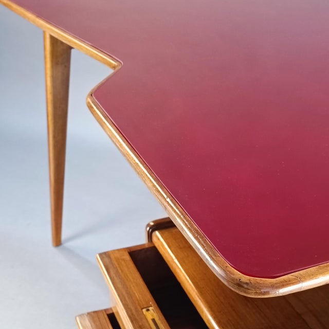 Vintage Teak Desk with Amaranth Glass, 1950s For Sale - Image 6 of 10