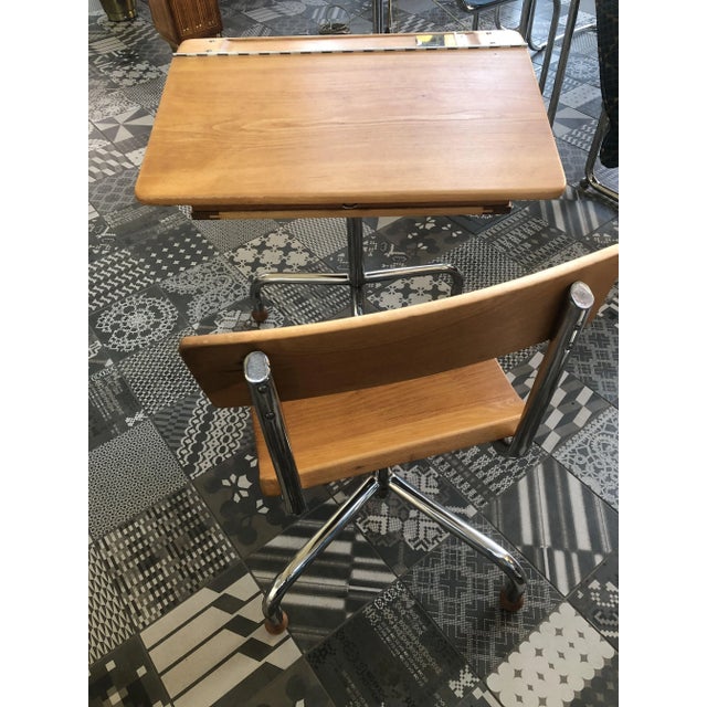 Beech Wood School Table, Czechoslavakia, 1940s For Sale - Image 6 of 14