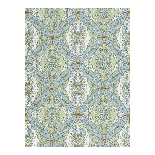 Sample - The House of Scalamandré Provence Fabric, Aqua Meadow For Sale