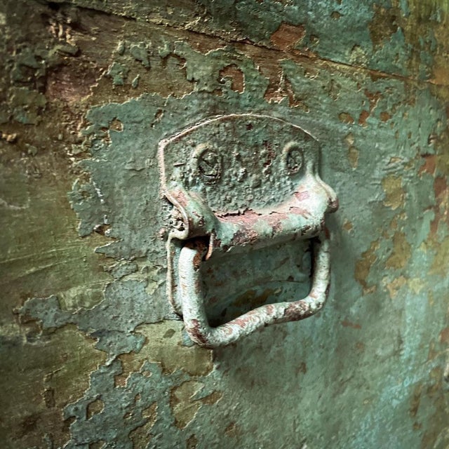 Antique Indian Rural Box in Green For Sale - Image 6 of 12