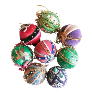 Vintage Beaded Christmas Ornaments - Set of 8 For Sale