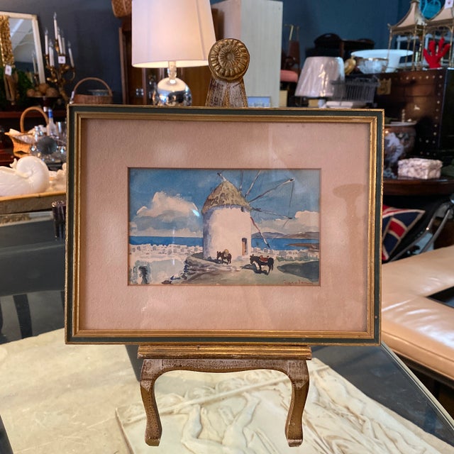 Almond Italian Watercolor W/Stand For Sale - Image 8 of 8