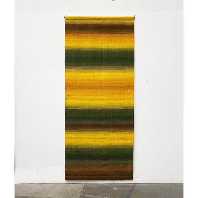 Mid-Century Modern Wool Wall Hanging Tapestry from Ulpu Räty Tampere Finland, 1960s The colors of the Caltha palustris,...